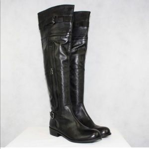 Steve Madden over the knee black leather boots 8.5